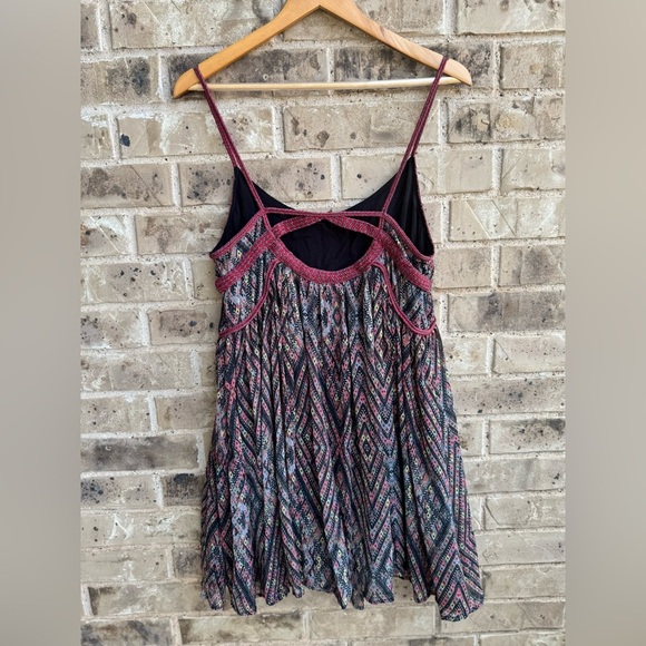 Free People Periscopes In The Sky Diamond Print Multicolor Babydoll Mini Dress M - Picture 3 of 10